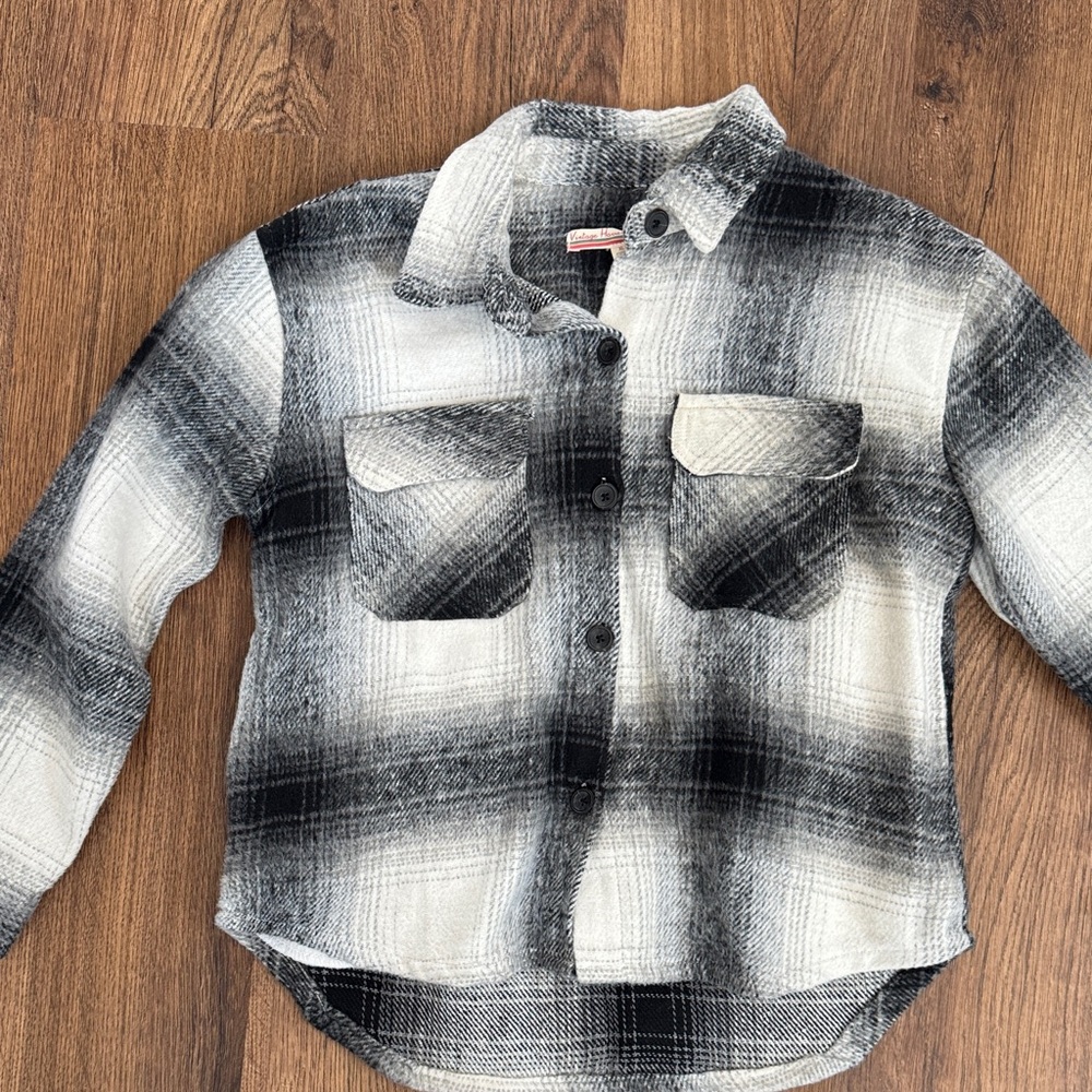 Vintage Havana Plaid Kids Shirt in Black and White